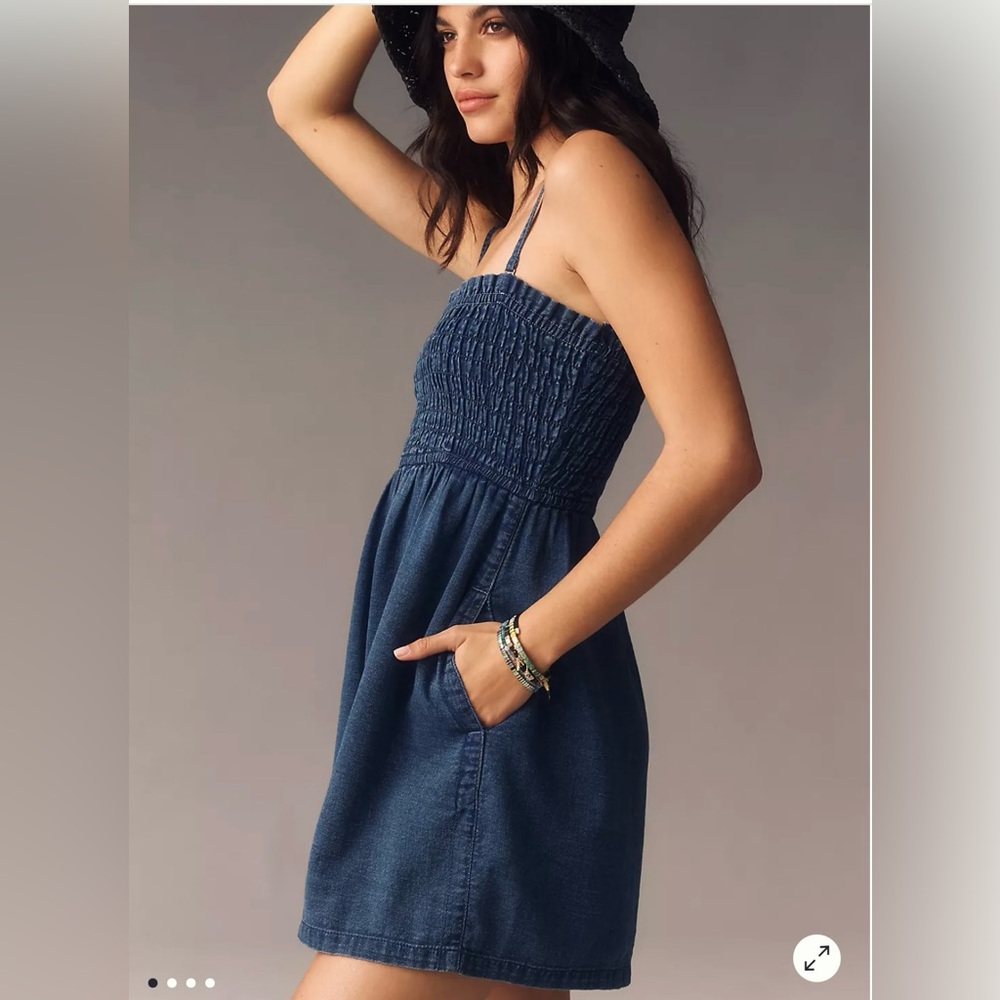 Pilcro Anthropology Jean Shorts Romper. Medium